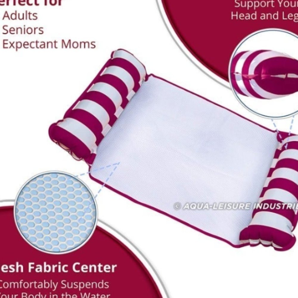 Aqua 4-in-1 Monterey Pool Hammock &Float, Red / White - Picture 3 of 4